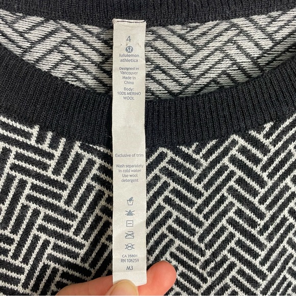 Lululemon Yogi Crew Merino Wool Patterned Sweater Size 4 - Picture 4 of 10